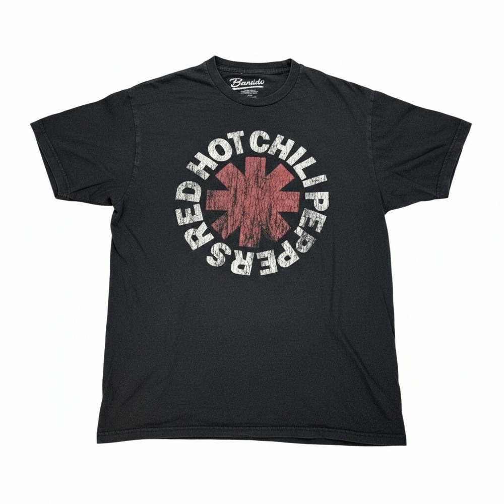 Bravado Red Hot Chili Peppers Logo‎ Graphic T-Shirt Mens Large Black Band Tee